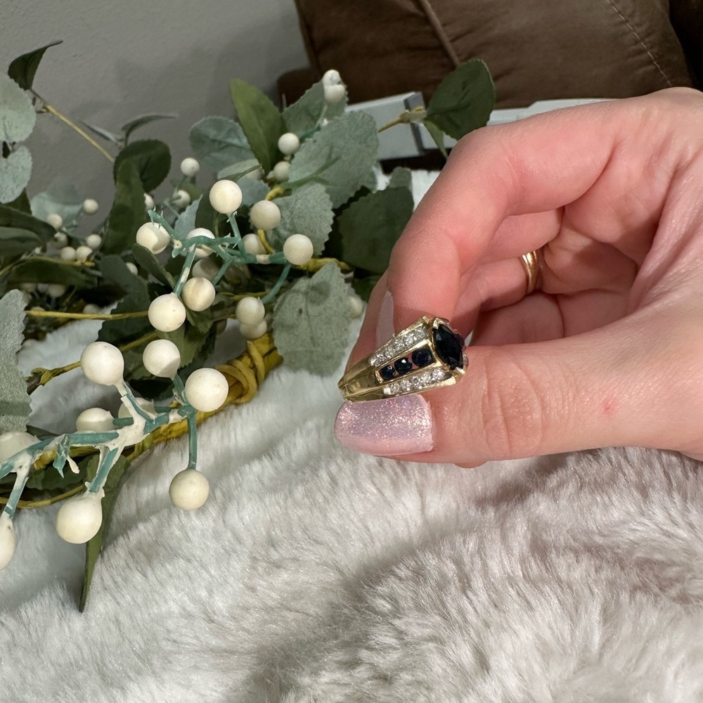 14K White Gold Sapphire & Diamond Ring - Picture 10 of 13